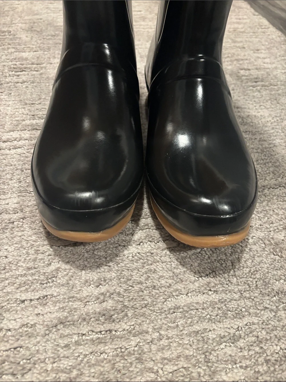 Joules Black Tall Rain Boots with Gold Plaque Accent size 10